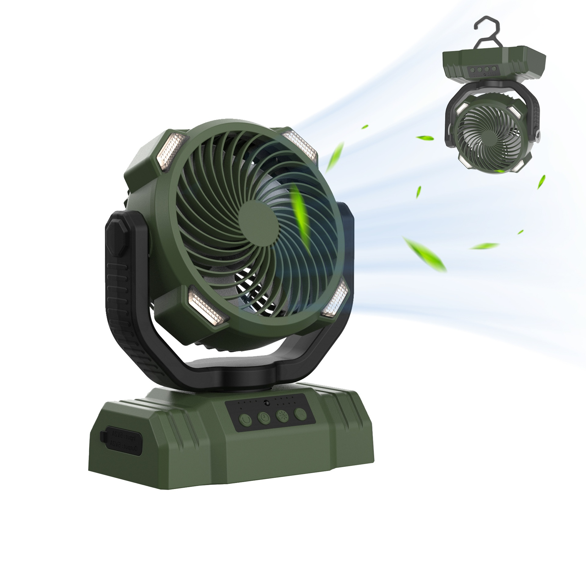 Portable Camping Fan with Power Bank & LED Light