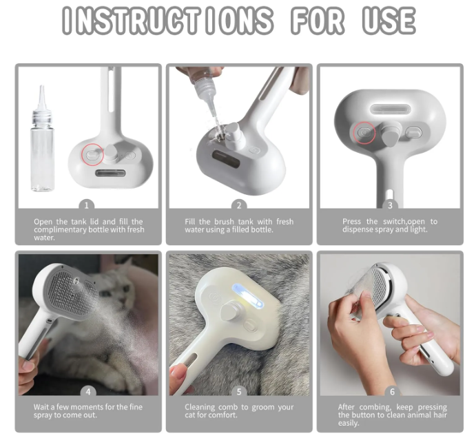Deshedding Spray Brush for Cats & Dogs