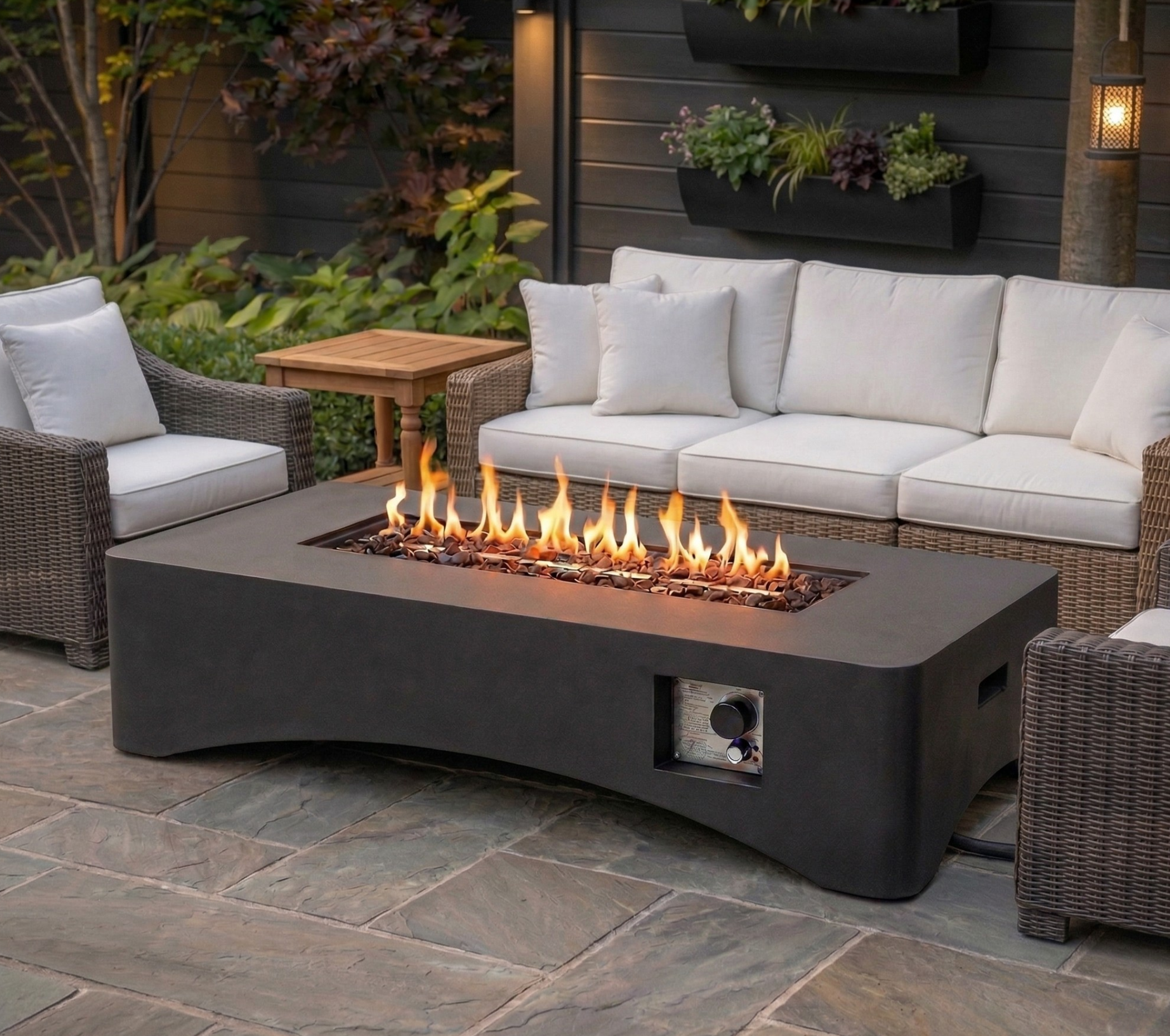 Fire pit table dimensions and 50,000 BTU specifications